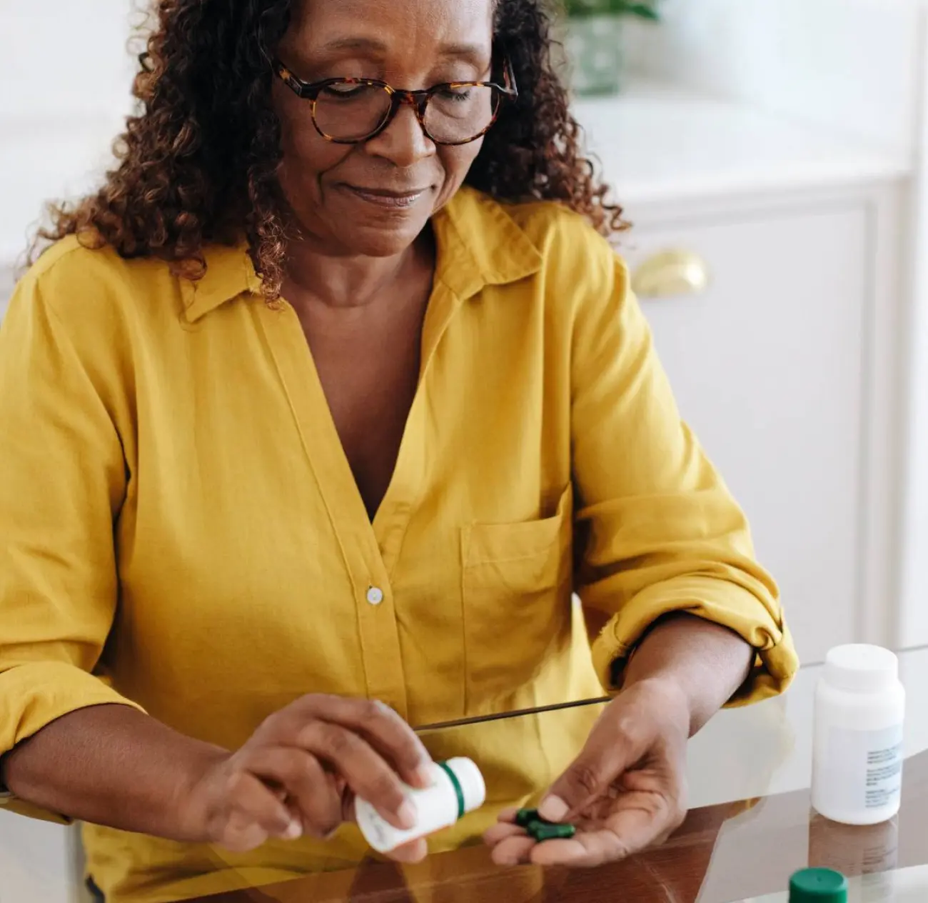 Woman taking her medicine