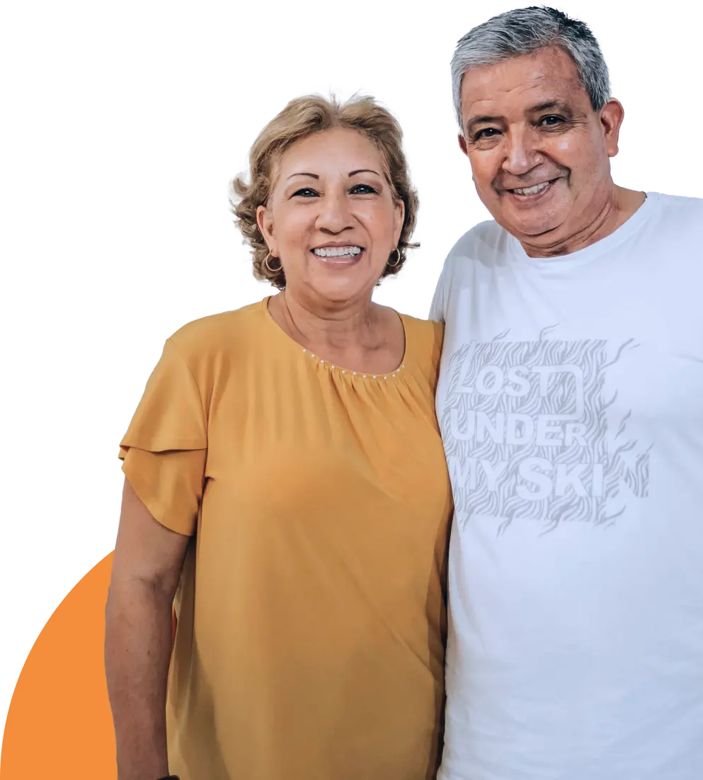 Happy older man and woman