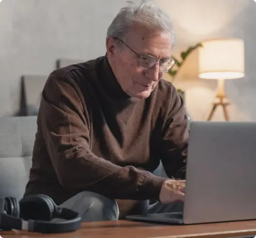 A man work on laptop